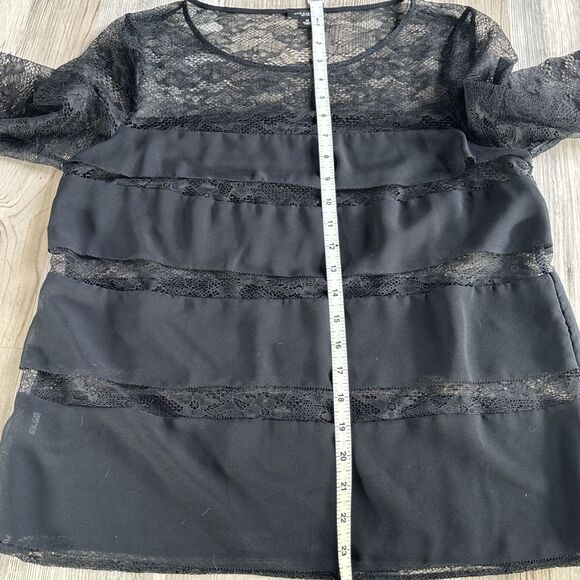 Ann Taylor Mixed Media Lace Witchy Gothcore Layering Top Size Medium - Picture 7 of 8